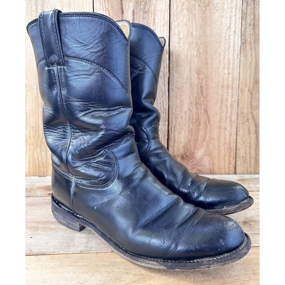 Justin Boots Roper Western Cowgirl Black Leather Women's 7.5 B Rodeo